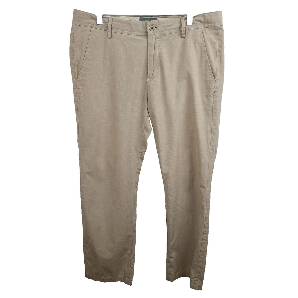 Castro Mens Chino Dress‎ Pants Size 34 Beige 100% Cotton Straight Leg Flat Front